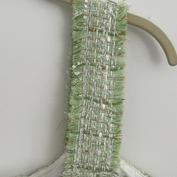 House of Harlow 1960 Tweed Green & Gold Mini Dress Size M - Picture 9 of 13